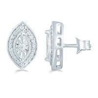 1/5 CT. Natural White Diamond Sterling Silver 11.3mm Stud Earrings