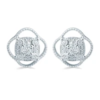 1/5 CT. Natural White Diamond Sterling Silver 11.4mm Stud Earrings