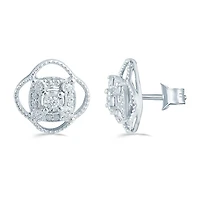 1/5 CT. Natural White Diamond Sterling Silver 11.4mm Stud Earrings