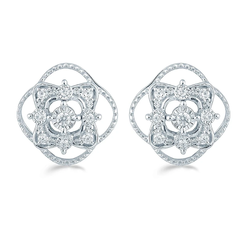 1/4 CT. T.W. Natural White Diamond Sterling Silver 12.5mm Stud Earrings