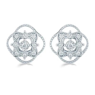 1/4 CT. T.W. Natural White Diamond Sterling Silver 12.5mm Stud Earrings
