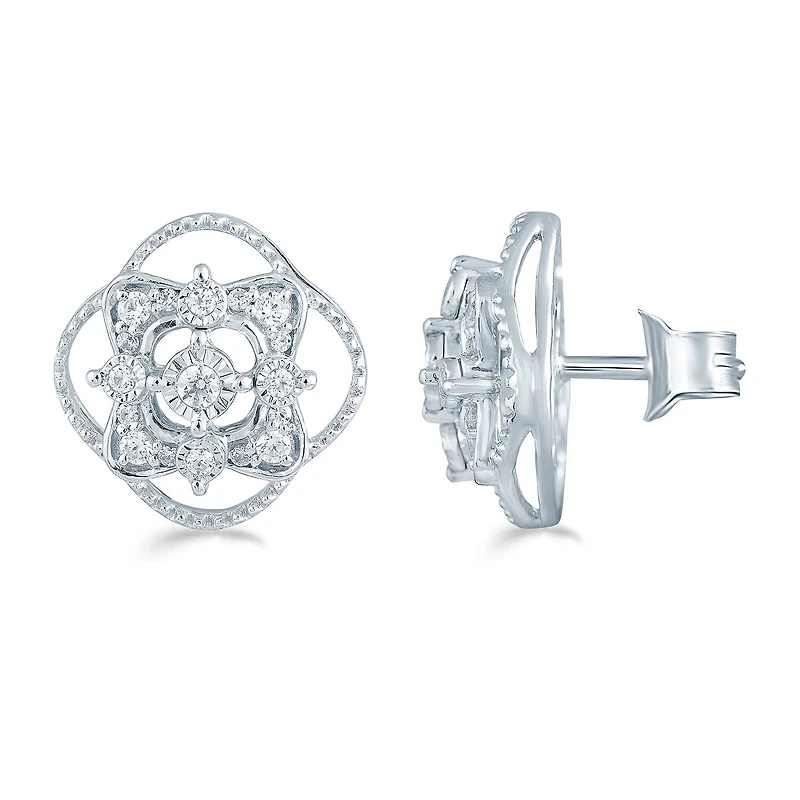 1/4 CT. T.W. Natural White Diamond Sterling Silver 12.5mm Stud Earrings