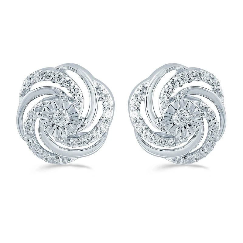 3 CT. T.W. Natural White Diamond Sterling Silver 11.2mm Stud Earrings