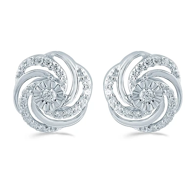 1/3 CT. T.W. Natural White Diamond Sterling Silver 11.2mm Stud Earrings
