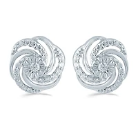 3 CT. T.W. Natural White Diamond Sterling Silver 11.2mm Stud Earrings