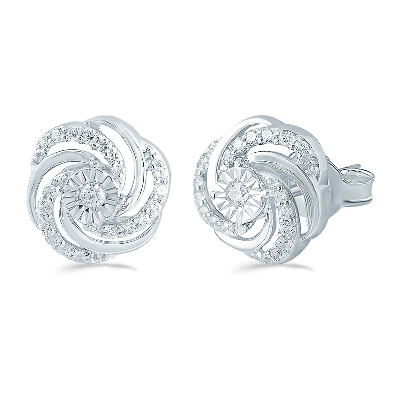 3 CT. T.W. Natural White Diamond Sterling Silver 11.2mm Stud Earrings