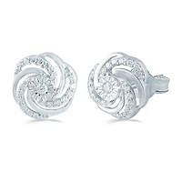 3 CT. T.W. Natural White Diamond Sterling Silver 11.2mm Stud Earrings