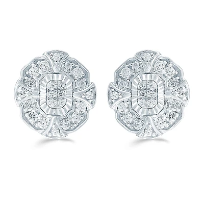 3 CT. T.W. Natural White Diamond Sterling Silver 11.2mm Stud Earrings