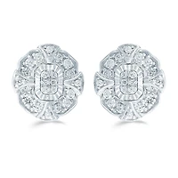 3 CT. T.W. Natural White Diamond Sterling Silver 11.2mm Stud Earrings