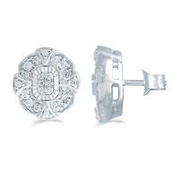 3 CT. T.W. Natural White Diamond Sterling Silver 11.2mm Stud Earrings