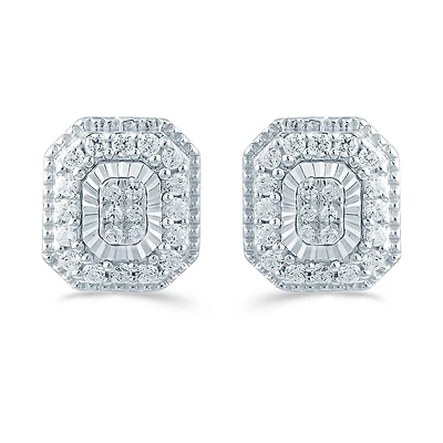 1/3 CT. T.W. Natural White Diamond Sterling Silver 9.1mm Stud Earrings