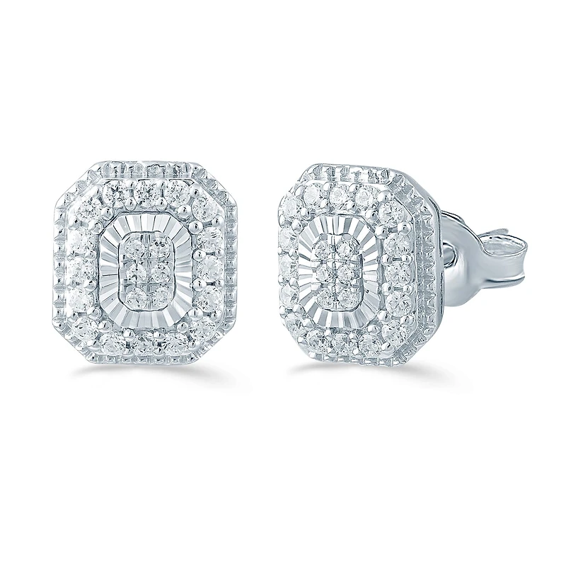 1/3 CT. T.W. Natural White Diamond Sterling Silver 9.1mm Stud Earrings