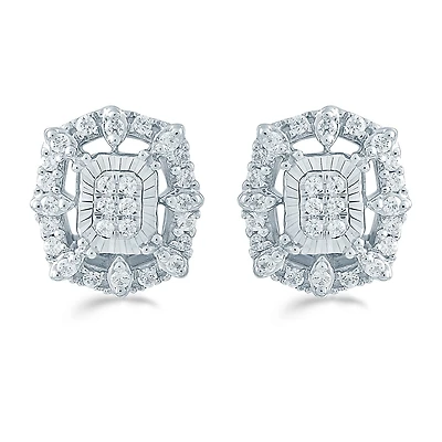 1/4 CT. T.W. Natural White Diamond Sterling Silver 10.1mm Stud Earrings