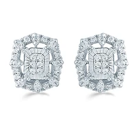 1/ CT. T.W. Natural White Diamond Sterling Silver 10.1mm Stud Earrings