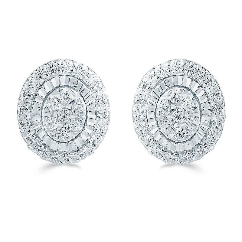 1/3 CT. T.W. Natural White Diamond Sterling Silver 8mm Stud Earrings