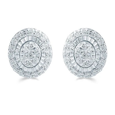 1/3 CT. T.W. Natural White Diamond Sterling Silver 8mm Stud Earrings