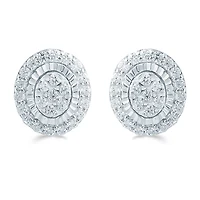 1/3 CT. T.W. Natural White Diamond Sterling Silver 8mm Stud Earrings