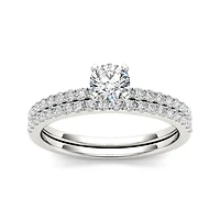 3/4 CT.T.W. Natural Diamond 14K White Gold Bridal Ring Set