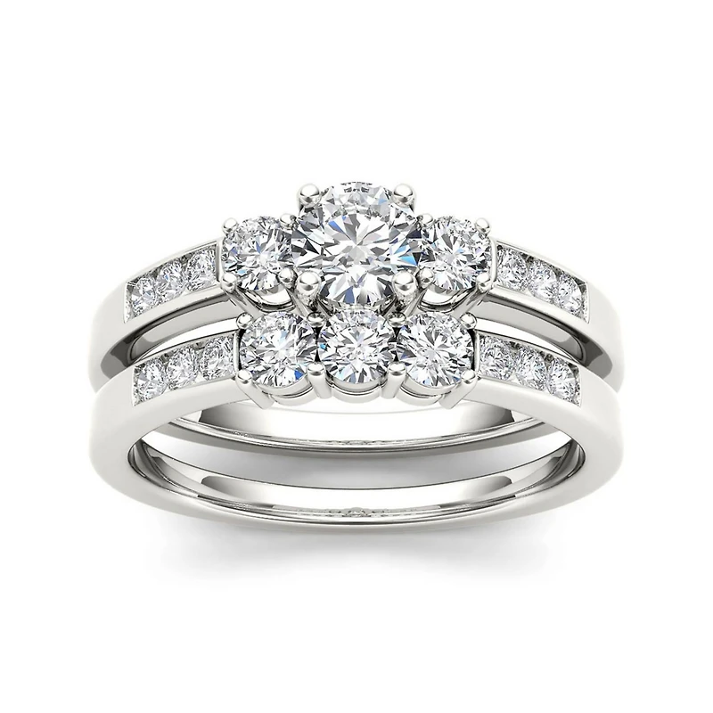 1 CT.T.W. Natural Diamond 14K Gold Bridal Ring Set