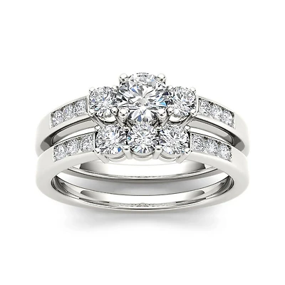 1 CT.T.W. Natural Diamond 14K Gold Bridal Ring Set