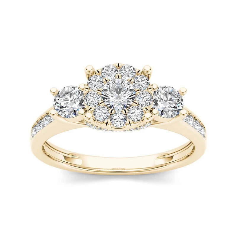 1 CT.T.W. Natural Diamond 10K Yellow Gold 3-Stone Ring