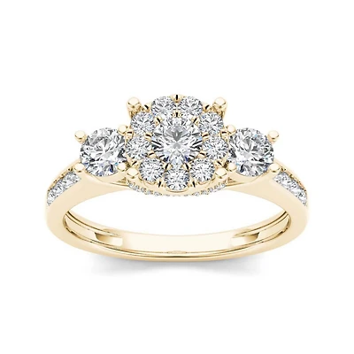 1 CT.T.W. Natural Diamond 10K Yellow Gold 3-Stone Ring