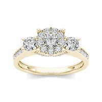 1 CT.T.W. Natural Diamond 10K Yellow Gold 3-Stone Ring