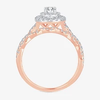 Signature By Modern Bride Womens 1 CT.T.W. Natural Diamond 10K or 14K Gold Oval Side Stone Halo Bridal Set