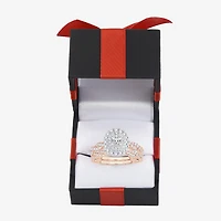 Signature By Modern Bride Womens 1 CT.T.W. Natural Diamond 10K or 14K Gold Oval Side Stone Halo Bridal Set