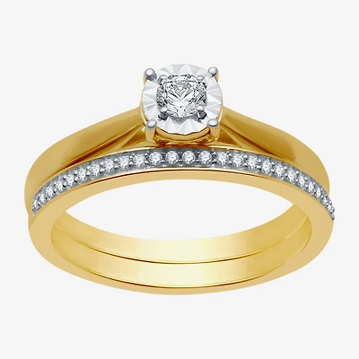 I Said Yes (H-I / I1) Womens 1/4 CT. T.W. Lab Grown White Diamond Sterling Silver Round Solitaire Bridal Set