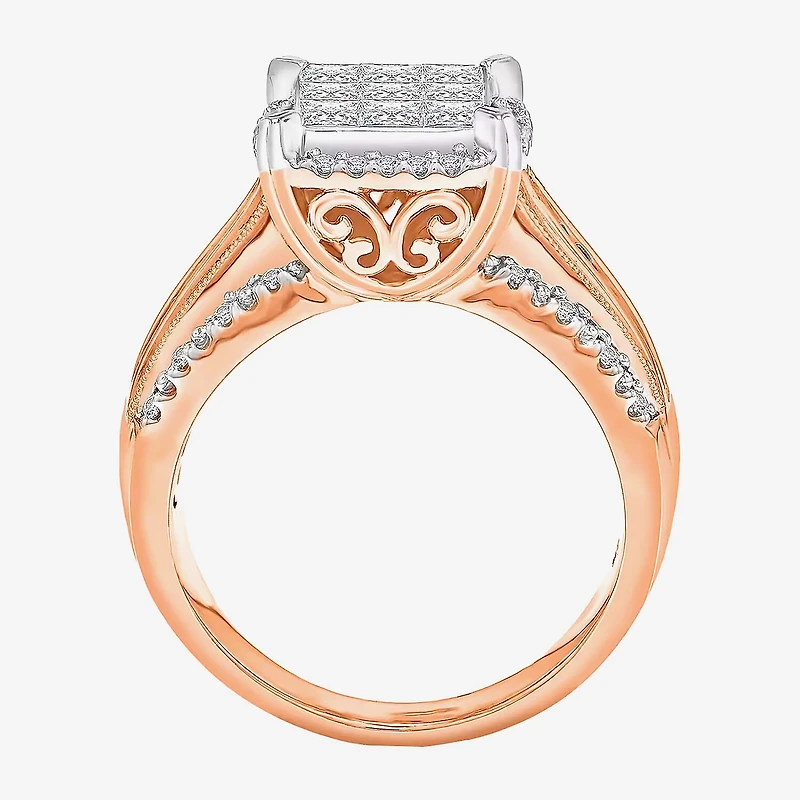 1 CT.T.W. Natural Diamond Princess-Cut Multi-Top Ring White or Yellow 10K 14K Gold