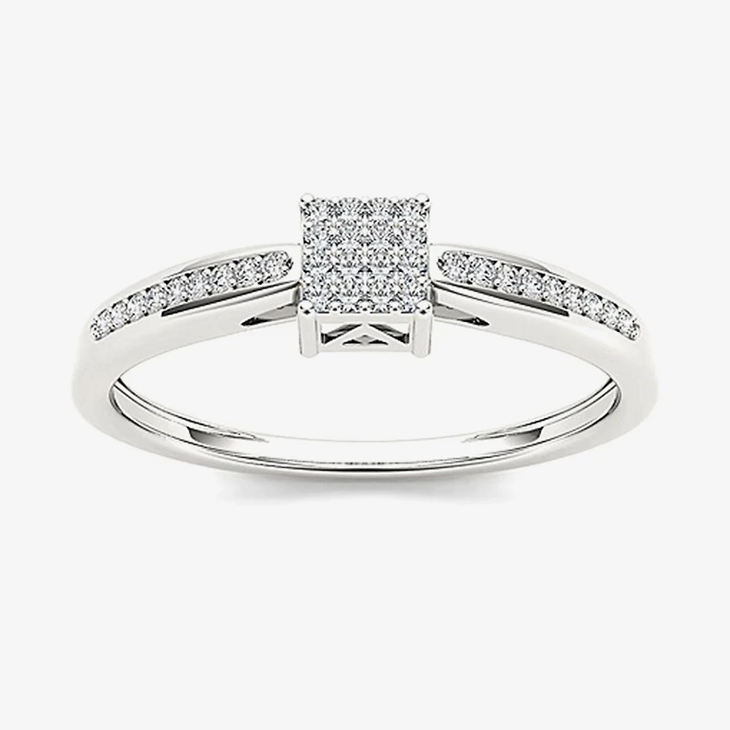 1/10 CT T.W. Natural Diamond 10K White Gold Engagement Ring
