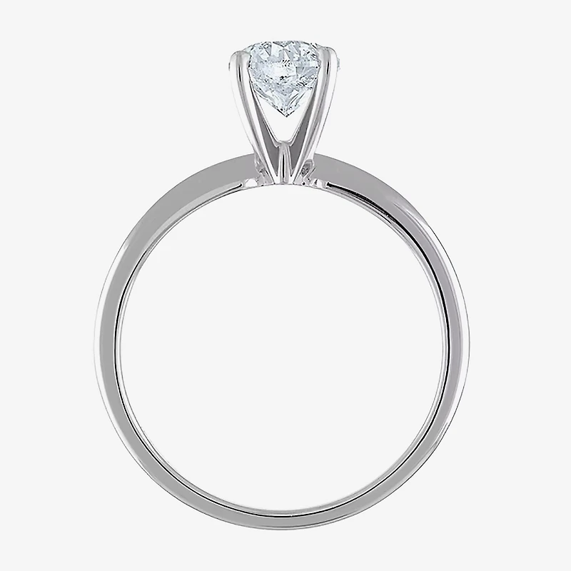 (I / I2) Womens 1 CT. Genuine White Diamond 14K White Gold Round Solitaire Engagement Ring