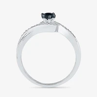 Womens 1/5 CT. Natural Black Diamond Sterling Silver Round Promise Ring