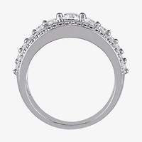 Modern Bride Gemstone Womens 3.5MM Lab Created White Sapphire Sterling Silver Anniversary Band