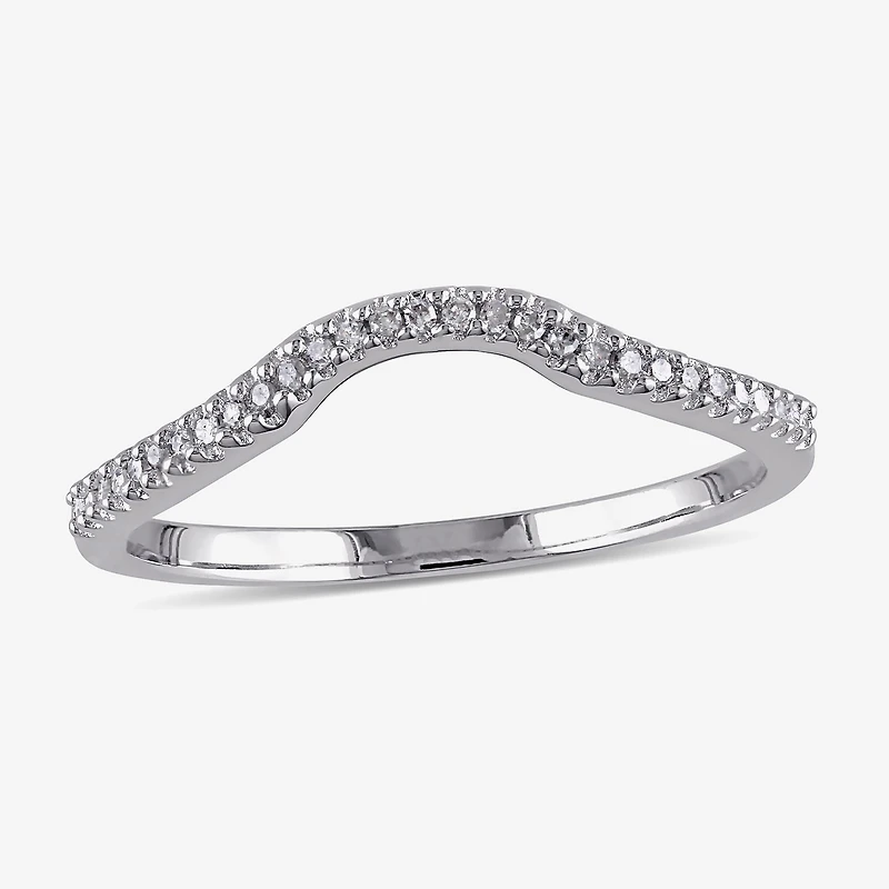 Womens 1/10 CT. T.W. Natural White Diamond Sterling Silver Curved Wedding Ring Enhancer