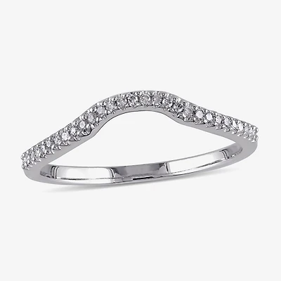 Womens 1/10 CT. T.W. Natural White Diamond Sterling Silver Curved Wedding Ring Enhancer