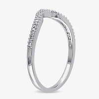 Womens 1/10 CT. T.W. Natural White Diamond Sterling Silver Curved Wedding Ring Enhancer