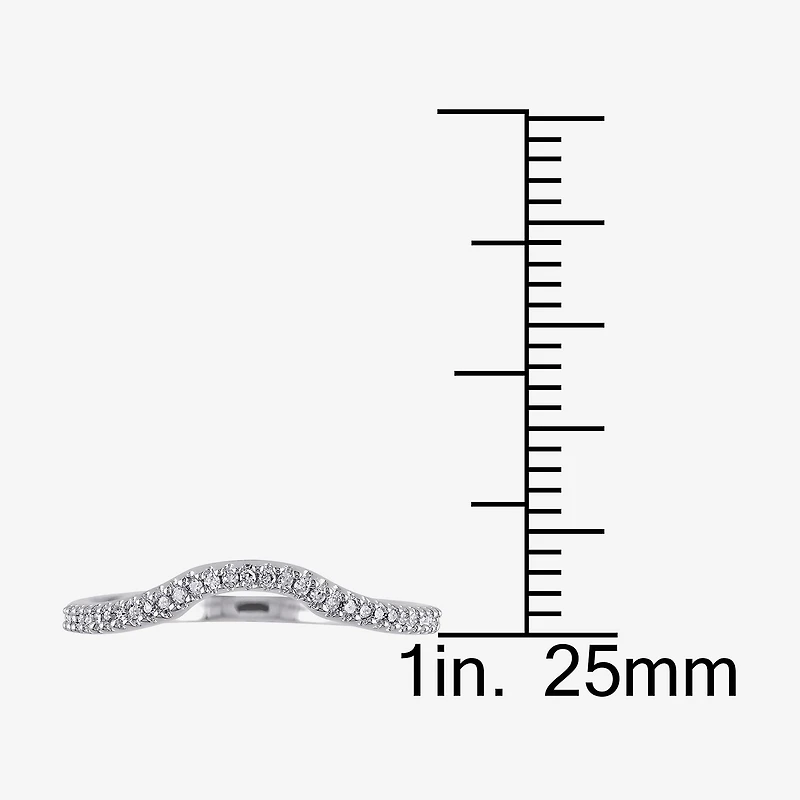 Womens 1/10 CT. T.W. Natural White Diamond Sterling Silver Curved Wedding Ring Enhancer