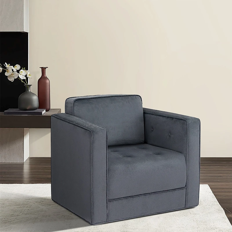 Martha Stewart Madrid Tufted Swivel Upholstered Armchair