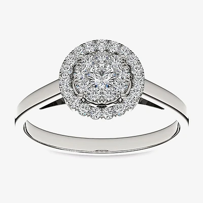 1/3 CT.T.W. Natural Diamond 10K White Gold Round Cluster Engagement Ring