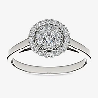 1/3 CT.T.W. Natural Diamond 10K White Gold Round Cluster Engagement Ring