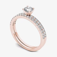 3/4 CT.T.W. Natural Diamond 14K Rose Gold Bridal Ring Set