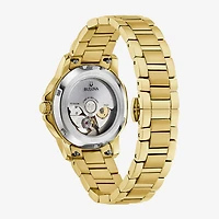 Bulova Diamond Womens Automatic Gold Tone Stainless Steel Bracelet Watch 97p171