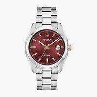 Bulova Surveyor Mens Automatic Silver Tone Stainless Steel Bracelet Watch 98b422