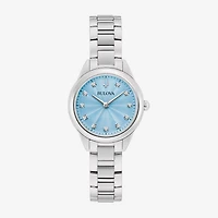Bulova Classic Womens Diamond Accent Silver Tone Stainless Steel Bracelet Watch 96p250