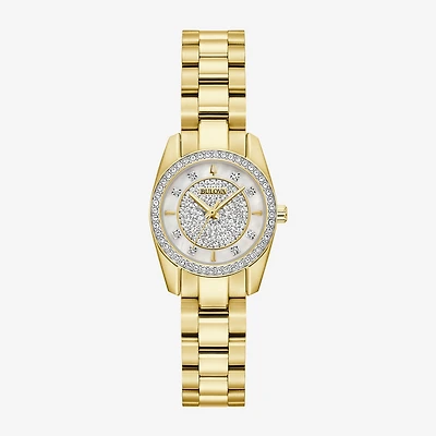 Bulova Crystal Womens Crystal Accent Gold Tone Stainless Steel Bracelet Watch 98x137