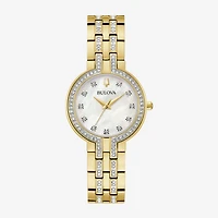 Bulova Crystal Womens Crystal Accent Gold Tone Stainless Steel 2-pc. Watch Boxed Set 98x138