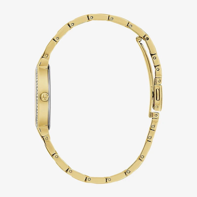 Bulova Crystal Womens Crystal Accent Gold Tone Stainless Steel 2-pc. Watch Boxed Set 98x138