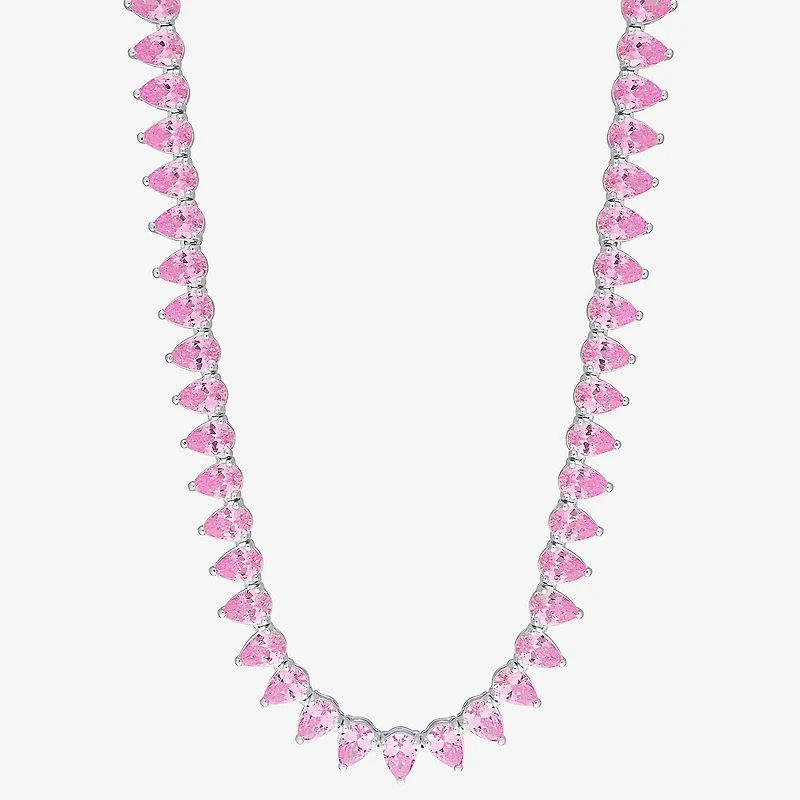 Womens Sapphire Sterling Silver 18 Inch Tennis Necklace